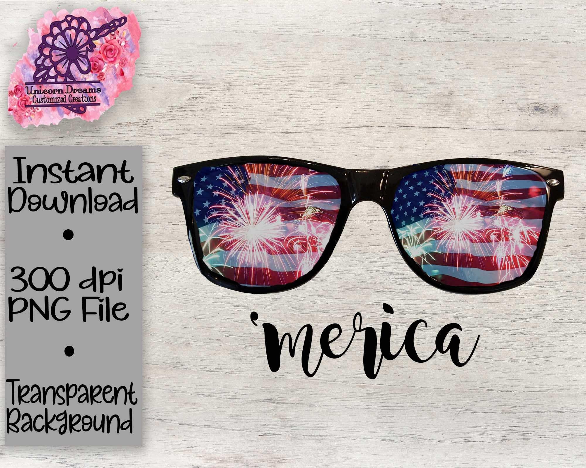 Merica Sunglasses , Red White and Blue, Independence Day, 4th of July, , Memorial Day PNG Digital Download - Unicorn Dreams Customized Creations