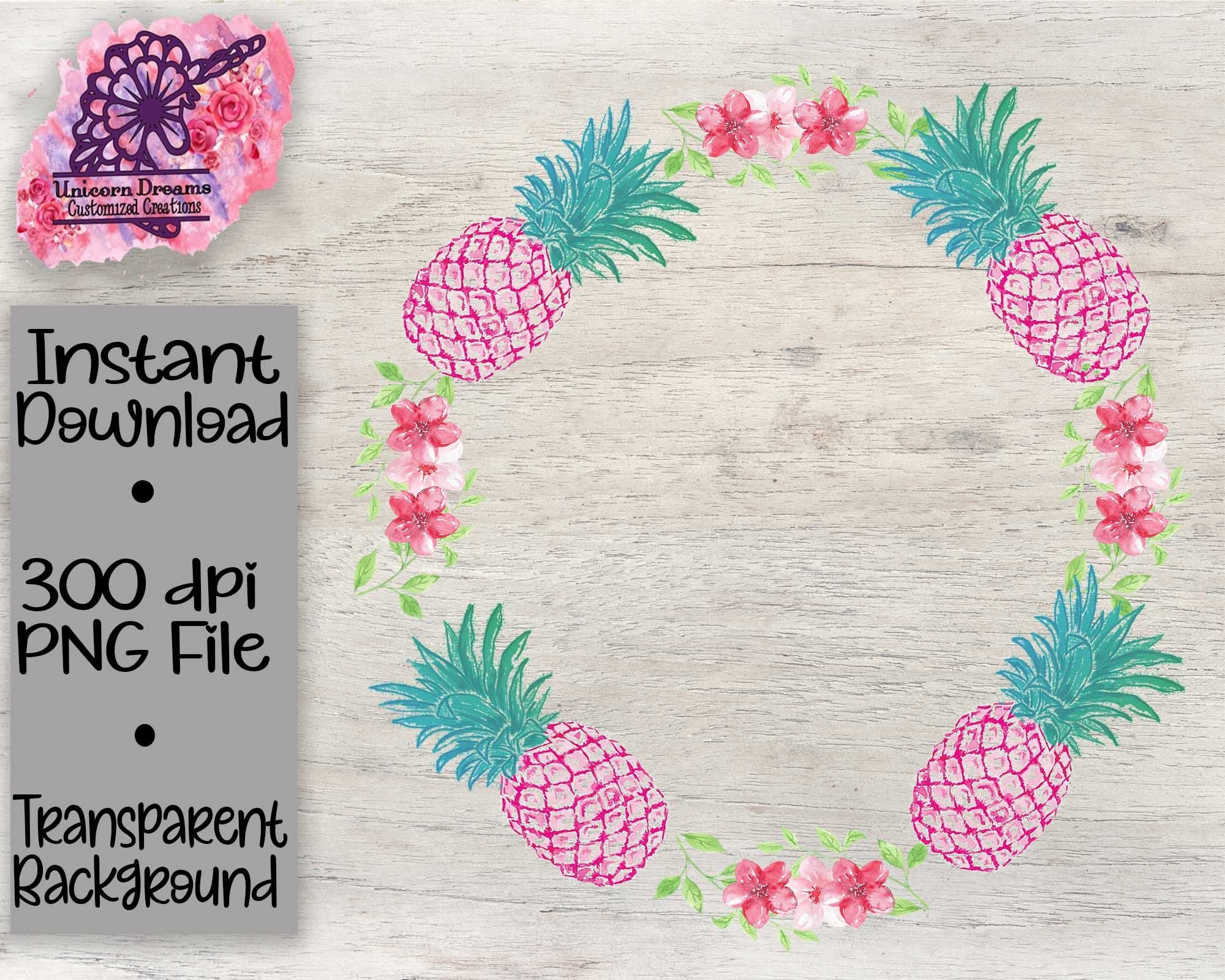 Pineapple Wreath/ Monogram PNG Digital Download