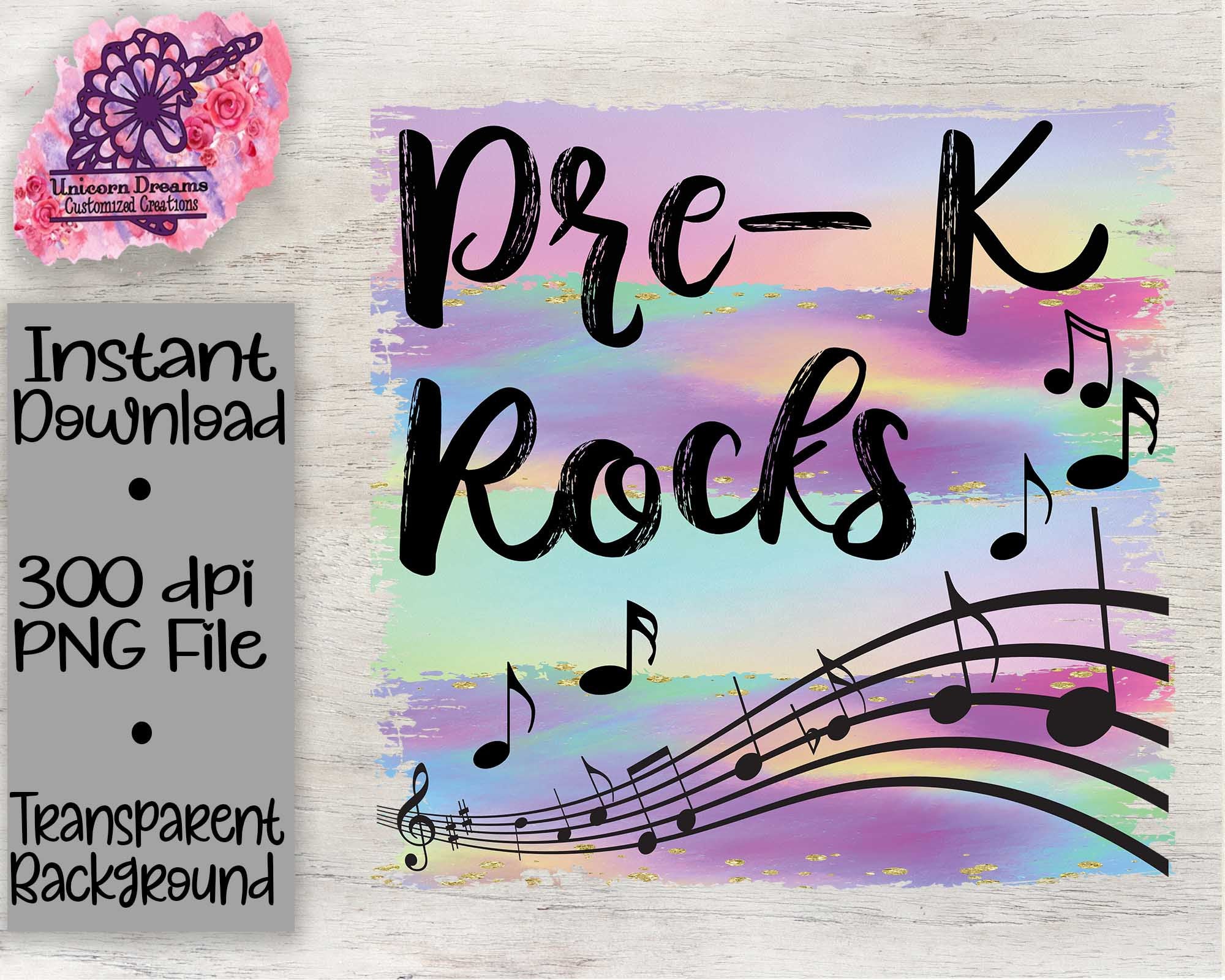 Pre-K Rocks/ Back to School/ student/ Teacher PNG Digital Download