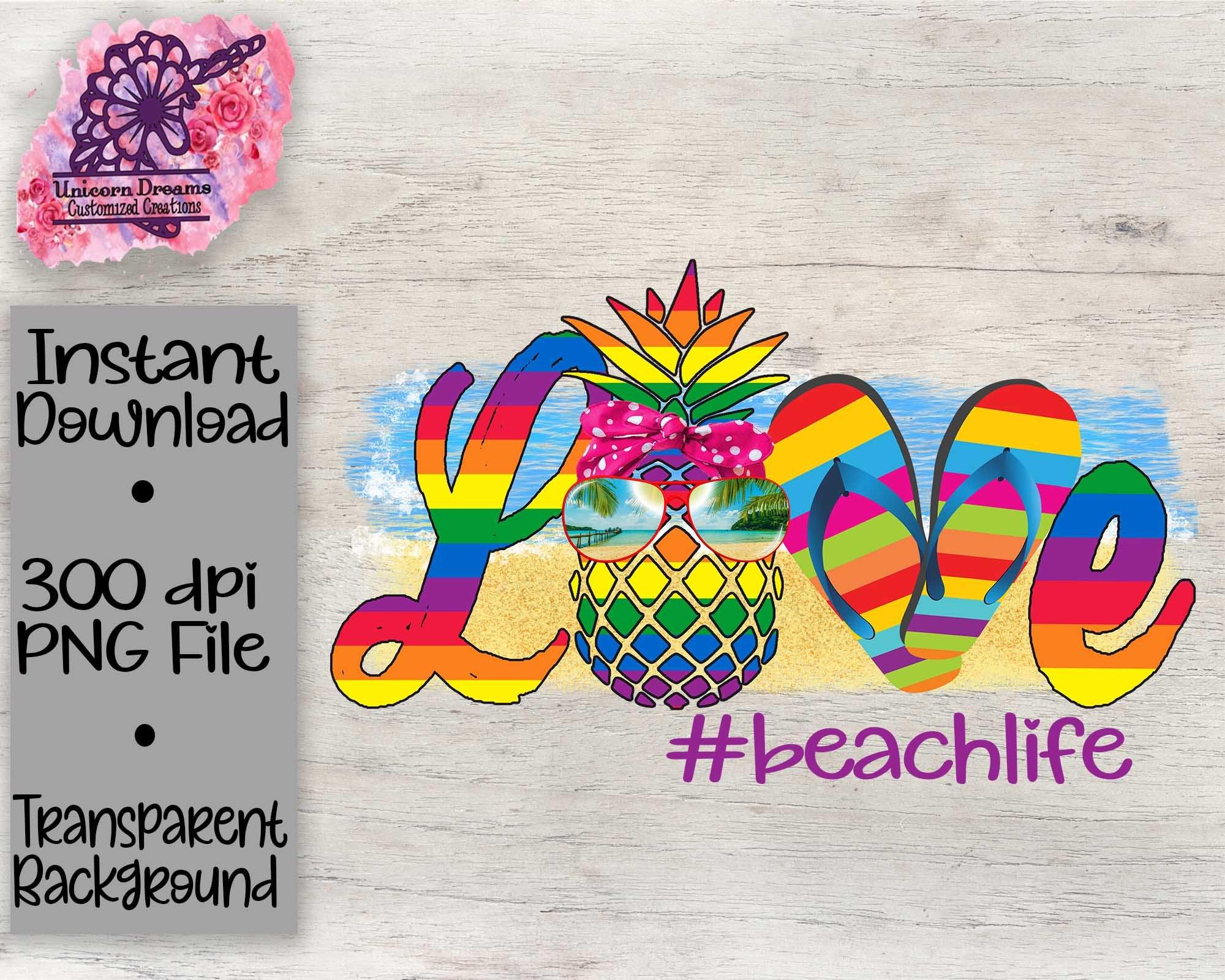 LOVE #beachlife PNG Digital Download - Unicorn Dreams Customized Creations