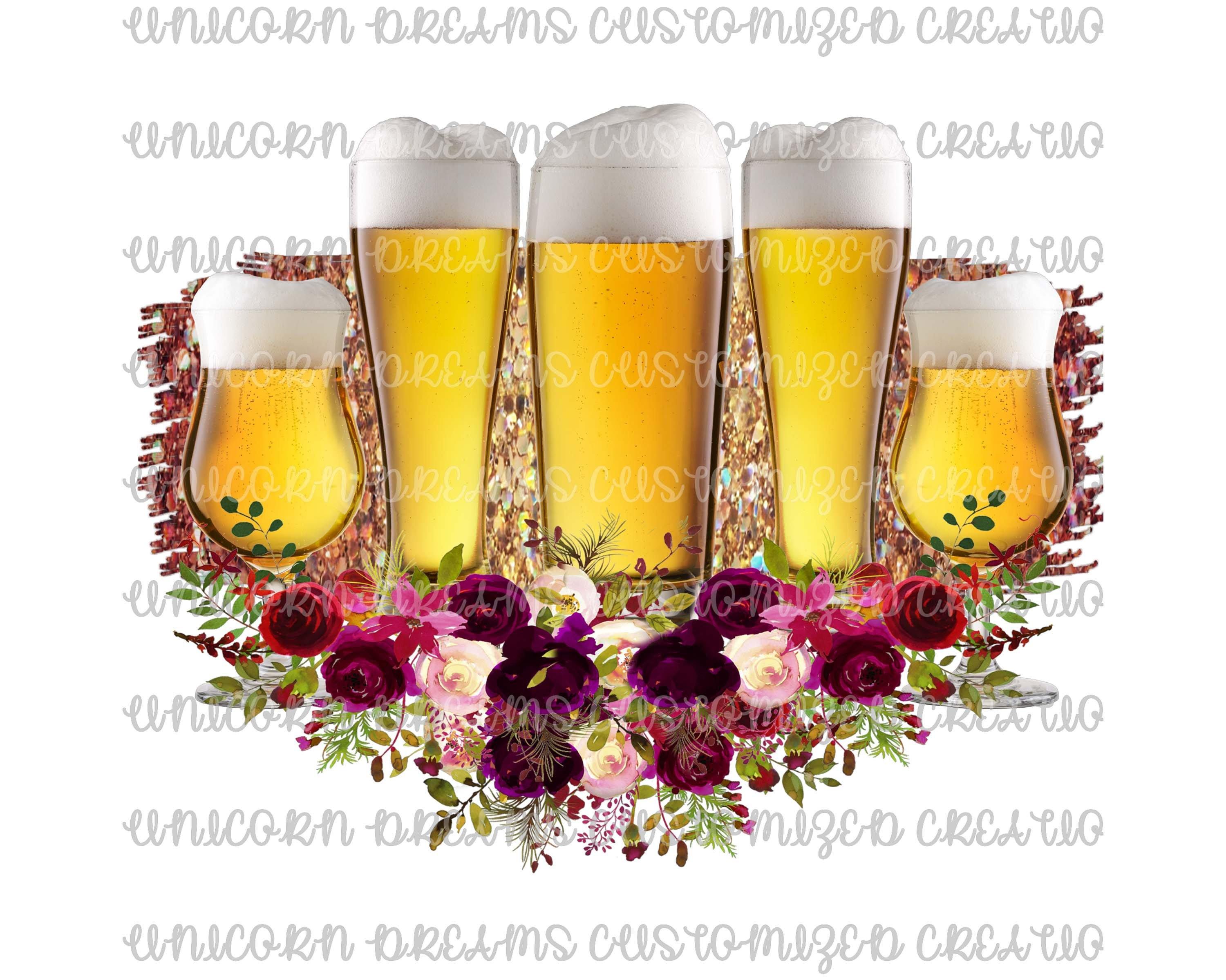 Beer with Flowers PNG Digital Download - Unicorn Dreams Customized Creations
