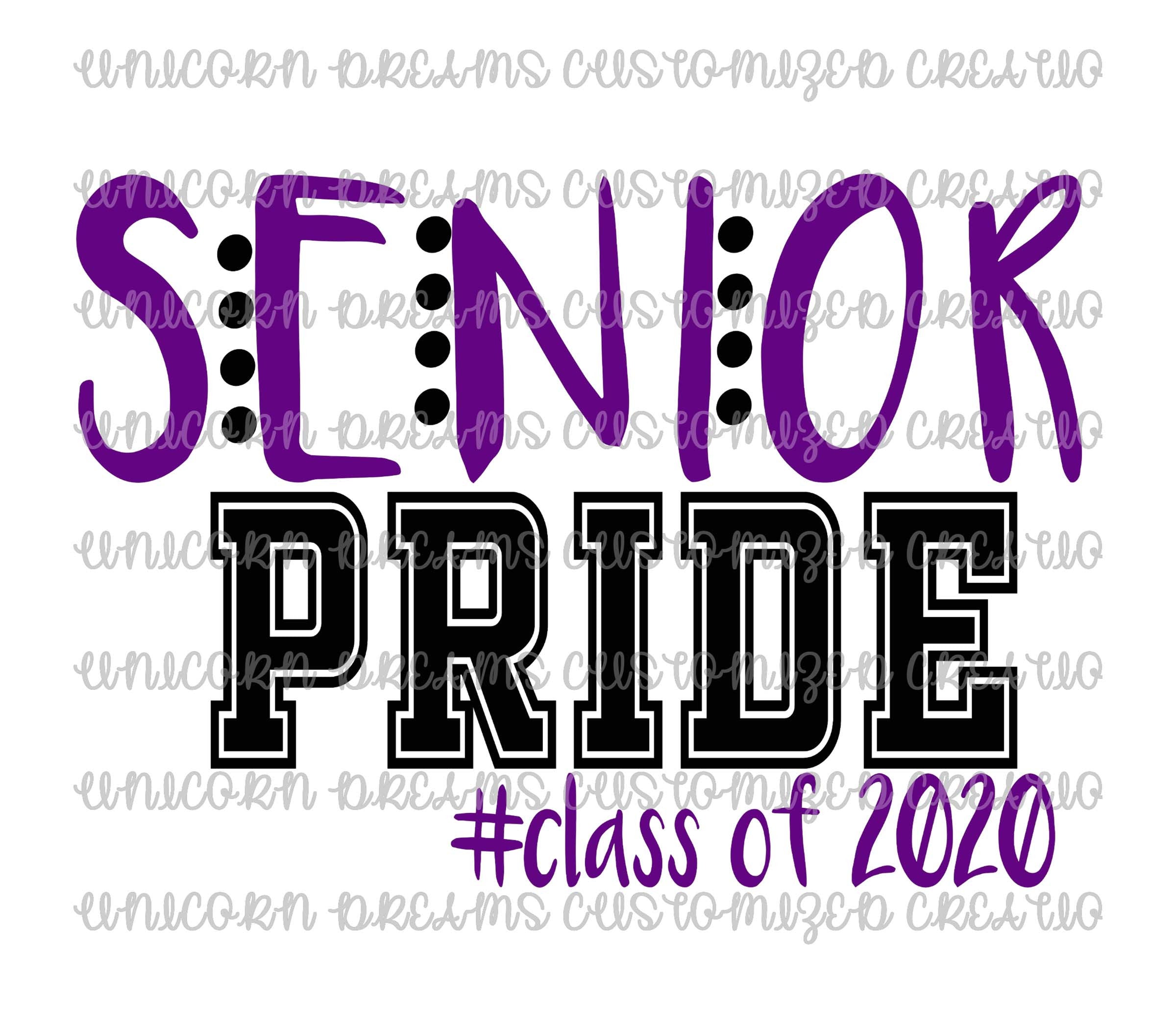 Senior Pride,  Class of 2020, Purple, PNG Digital Download