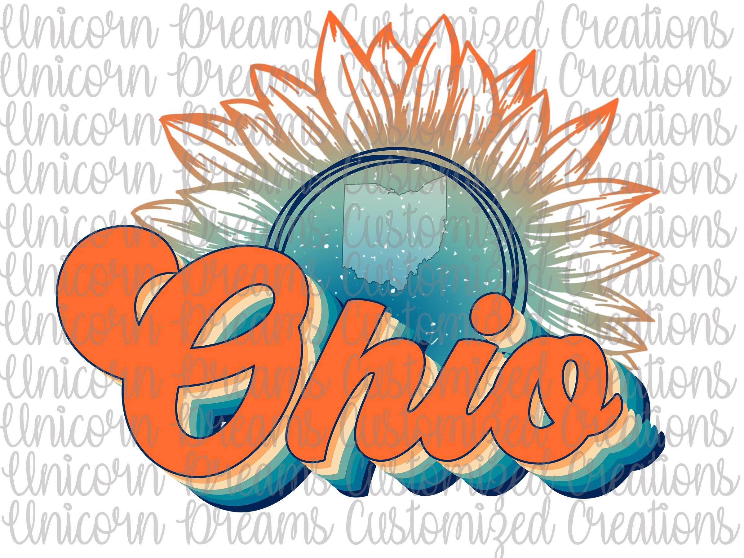 Ohio State Sunflower, Vintage Colors PNG Digital Download, Sublimation Design - Unicorn Dreams Customized Creations