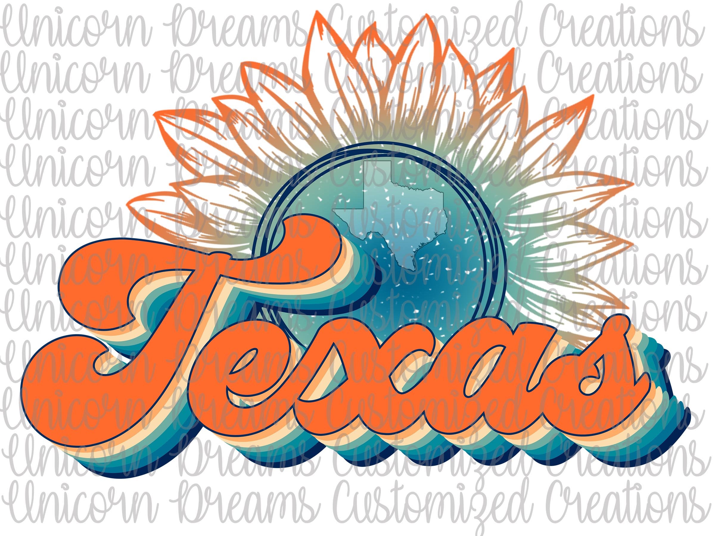 Texas State Sunflower, Vintage Colors PNG Digital Download, Sublimation Design