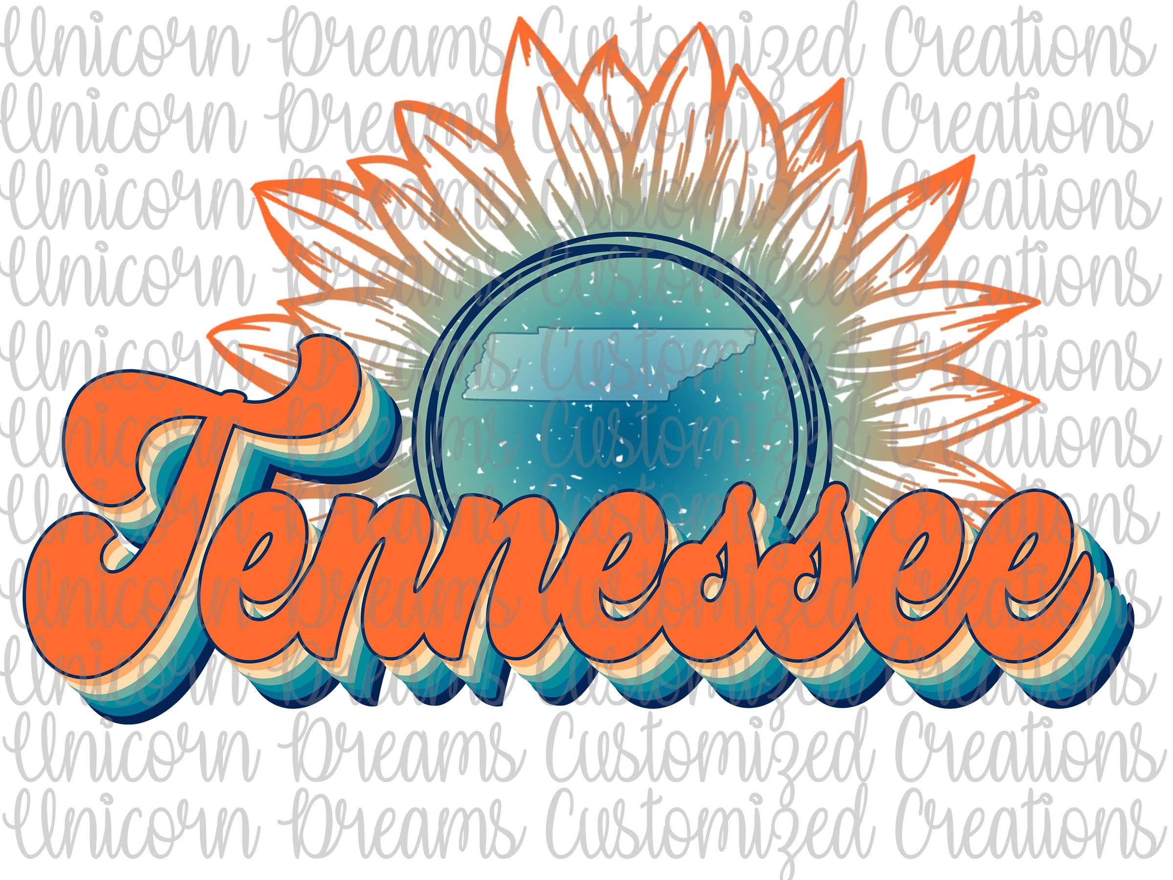 Tennessee State Sunflower, Vintage Colors PNG Digital Download, Sublimation Design