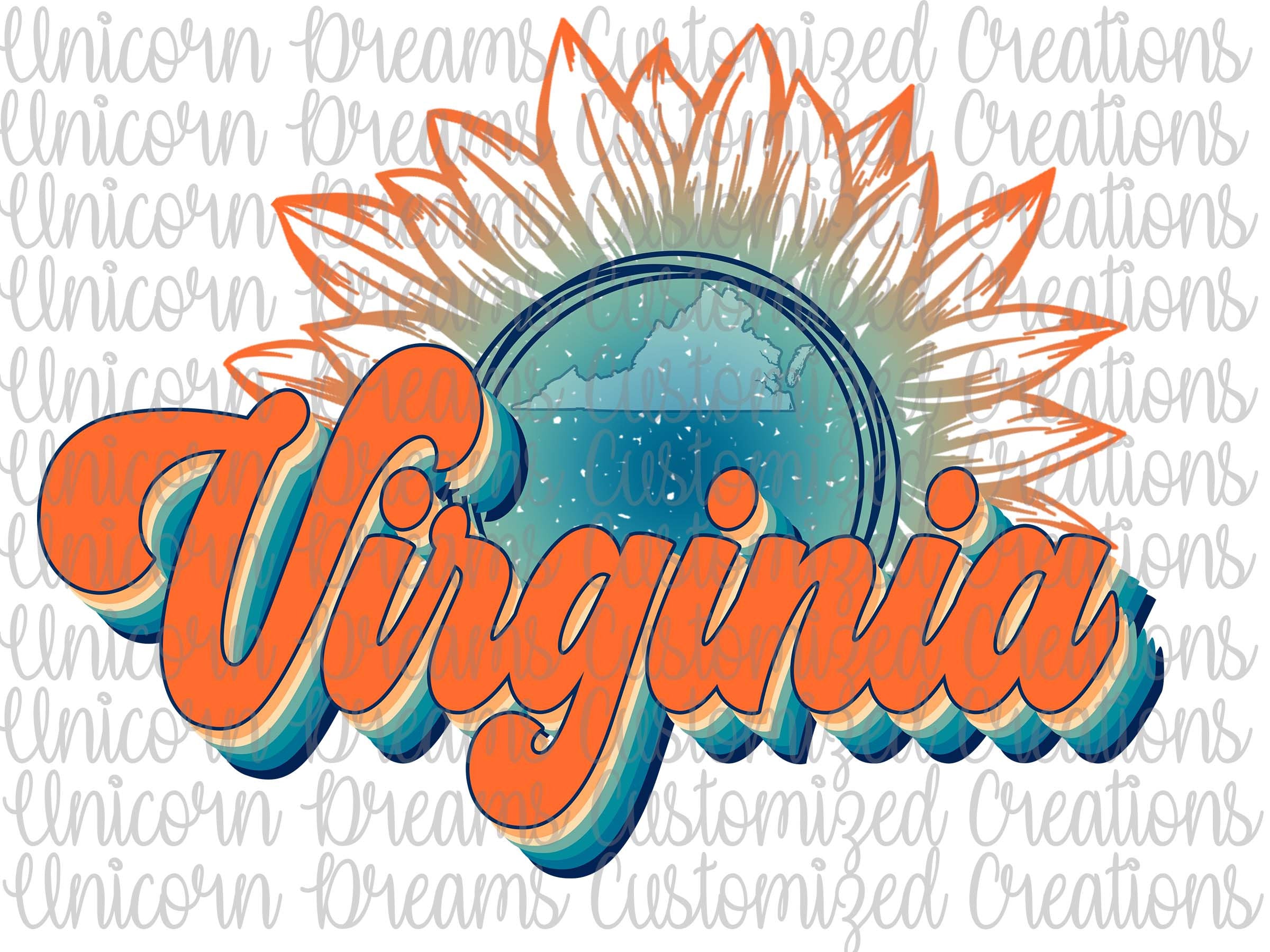 Virginia State Sunflower, Vintage Colors PNG Digital Download, Sublimation Design