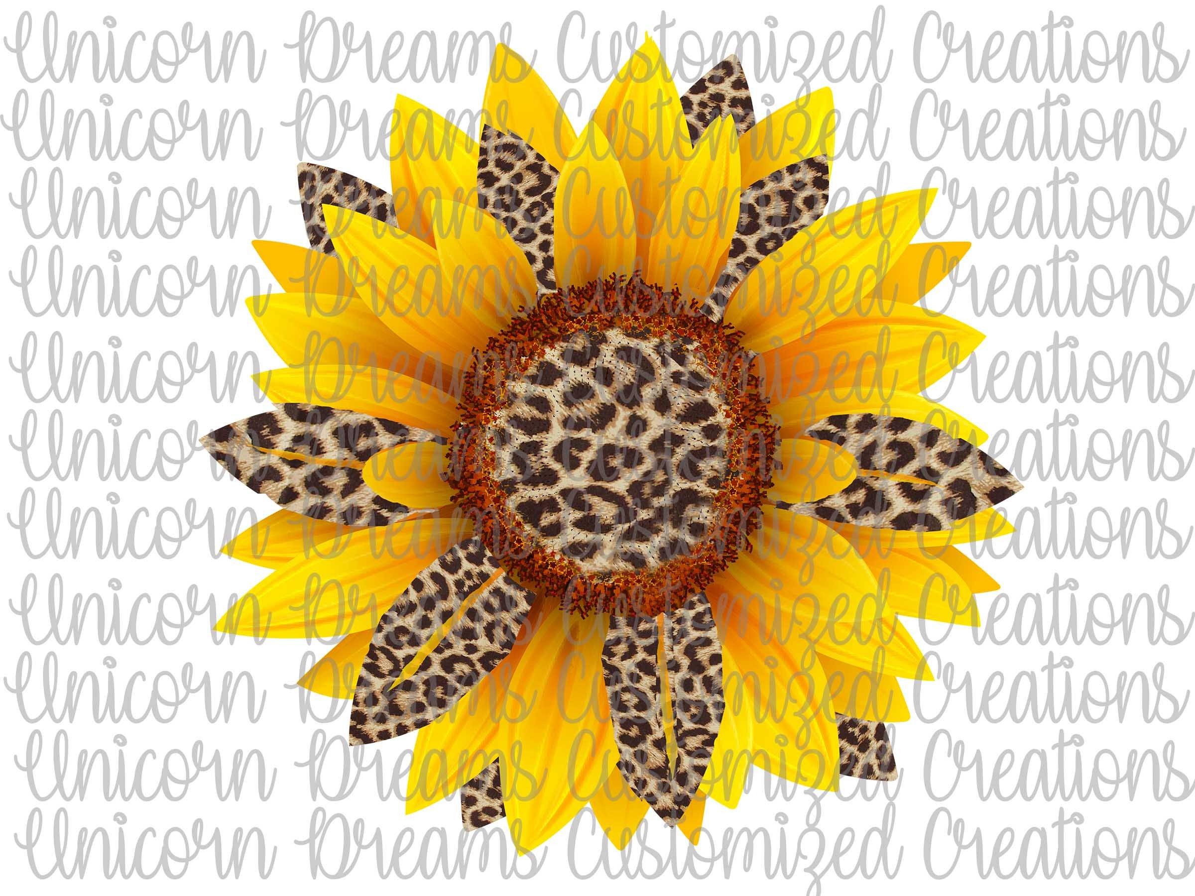 Leopard Sunflower PNG Digital Download, Sublimation Design - Unicorn Dreams Customized Creations