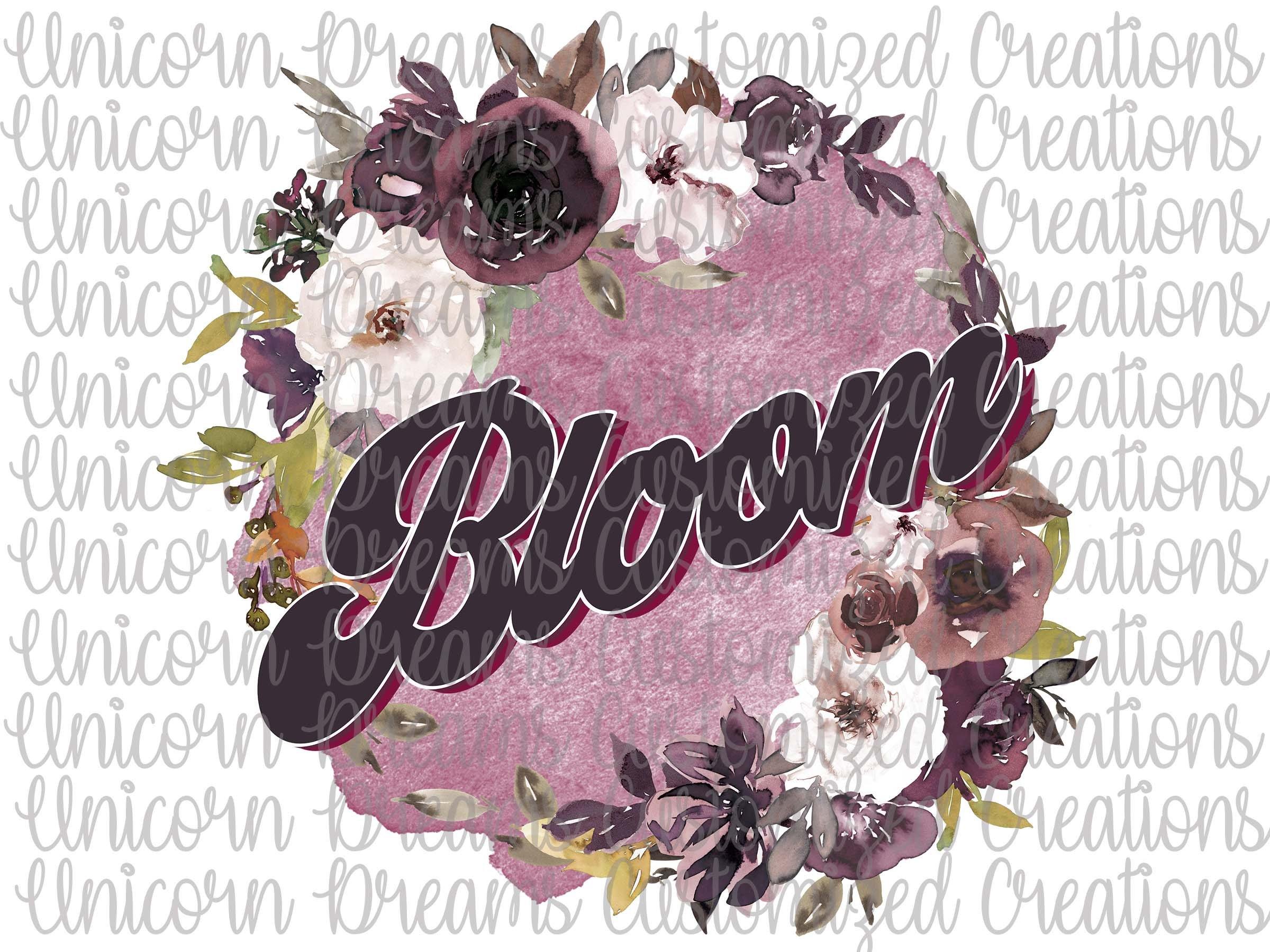 Bloom, FLoral, Wreath PNG Digital Download - Unicorn Dreams Customized Creations