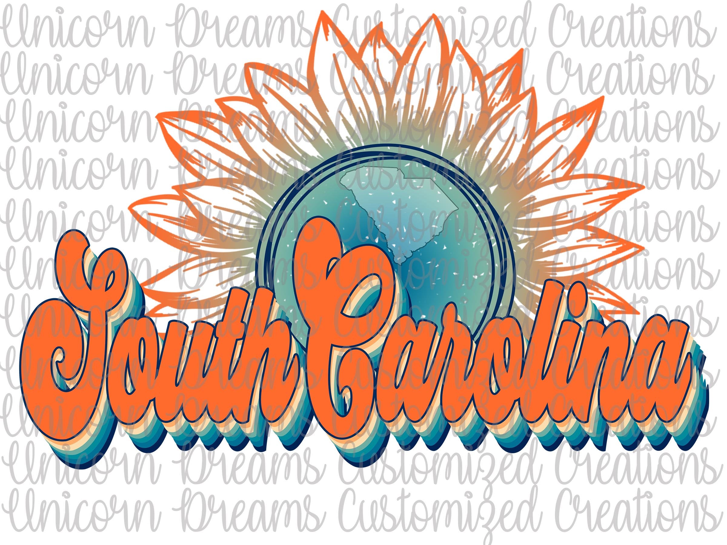 South Carolina State Sunflower, Vintage Colors PNG Digital Download, Sublimation Design