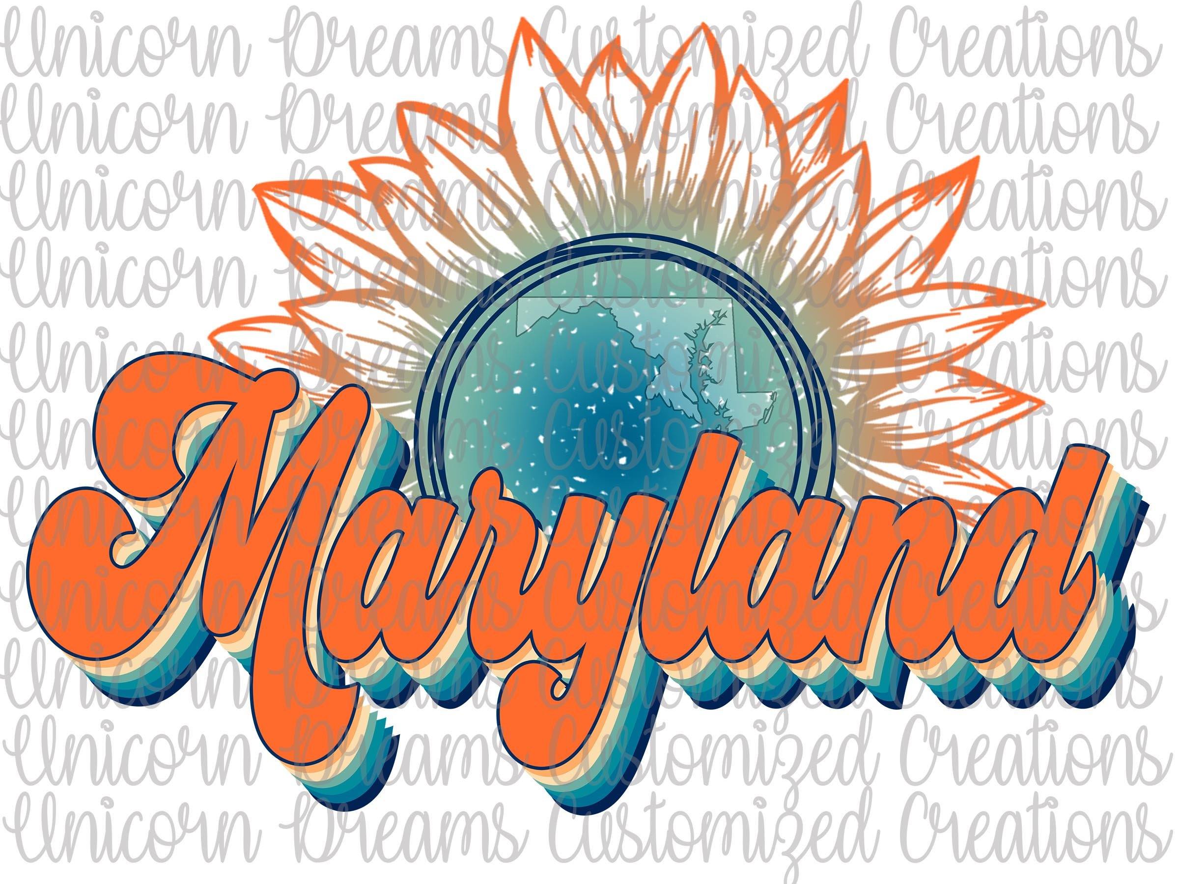 Maryland State Sunflower, Vintage Colors PNG Digital Download, Sublimation Design - Unicorn Dreams Customized Creations