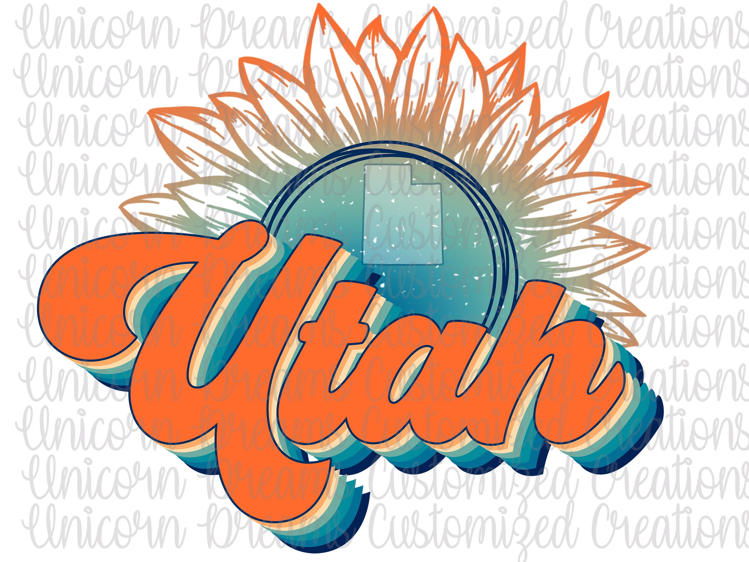 Utah State Sunflower, Vintage Colors PNG Digital Download, Sublimation Design