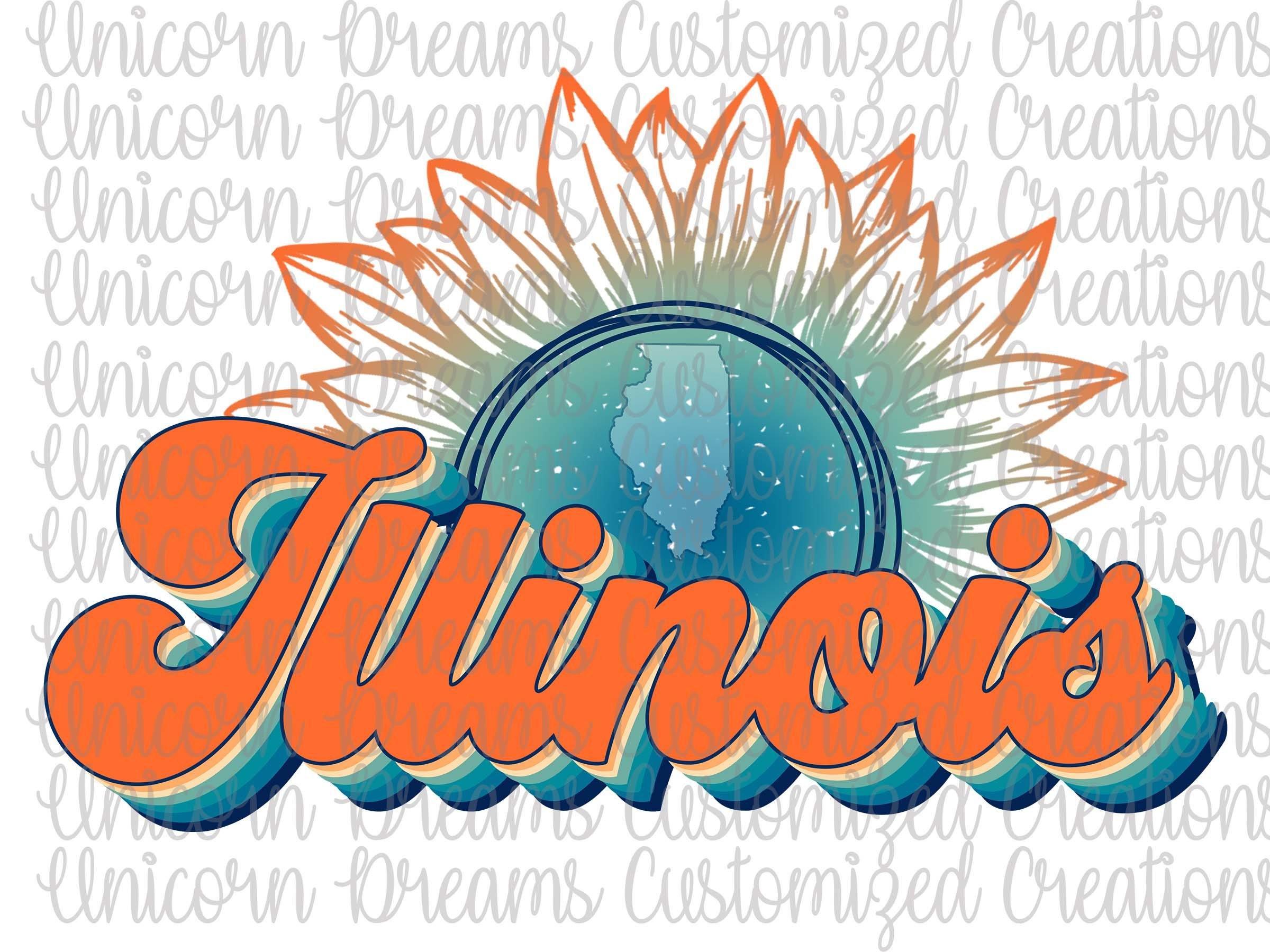Illinois State Sunflower, Vintage Colors PNG Digital Download, Sublimation Design - Unicorn Dreams Customized Creations