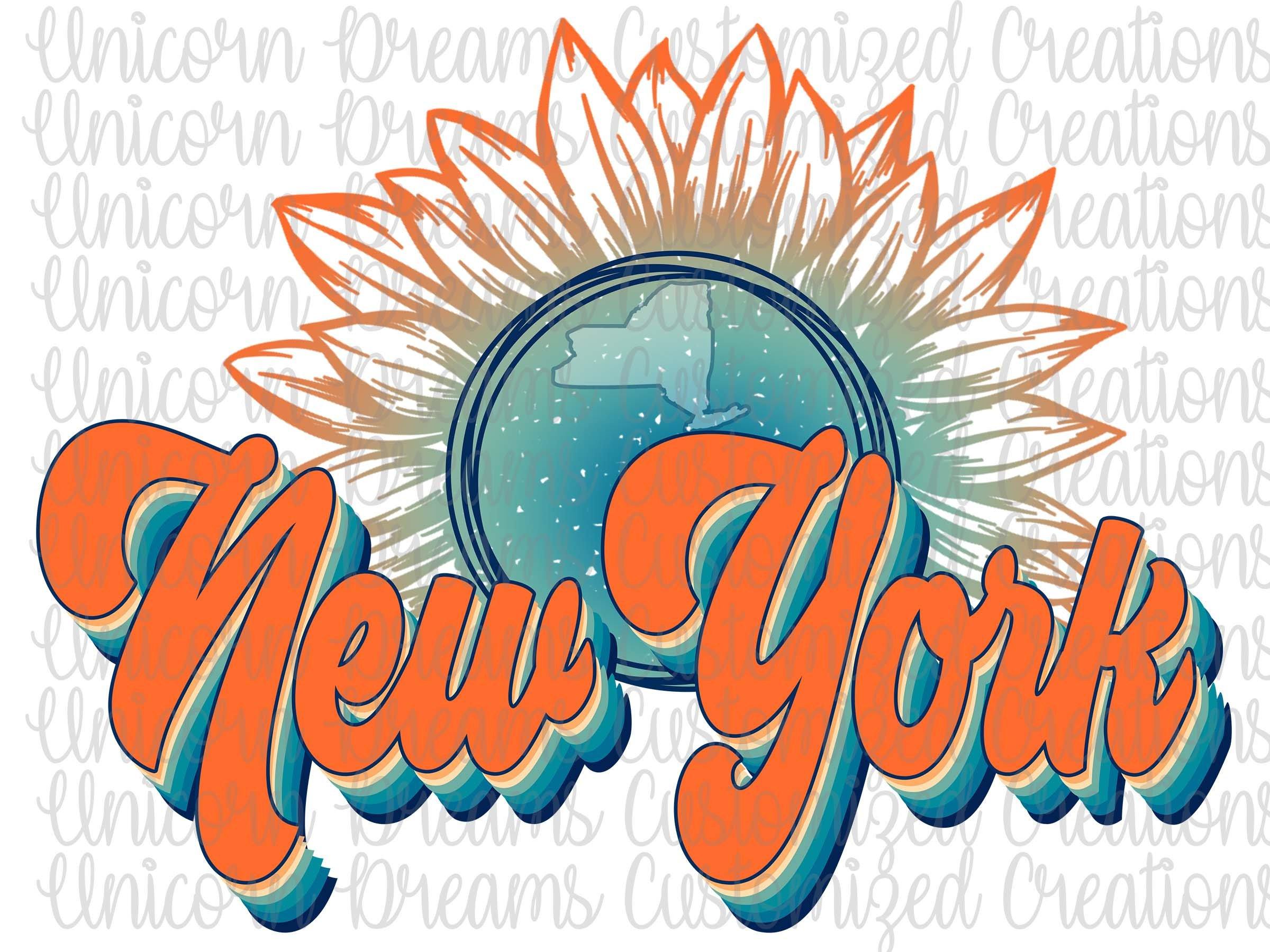 New York State Sunflower, Vintage Colors PNG Digital Download, Sublimation Design - Unicorn Dreams Customized Creations