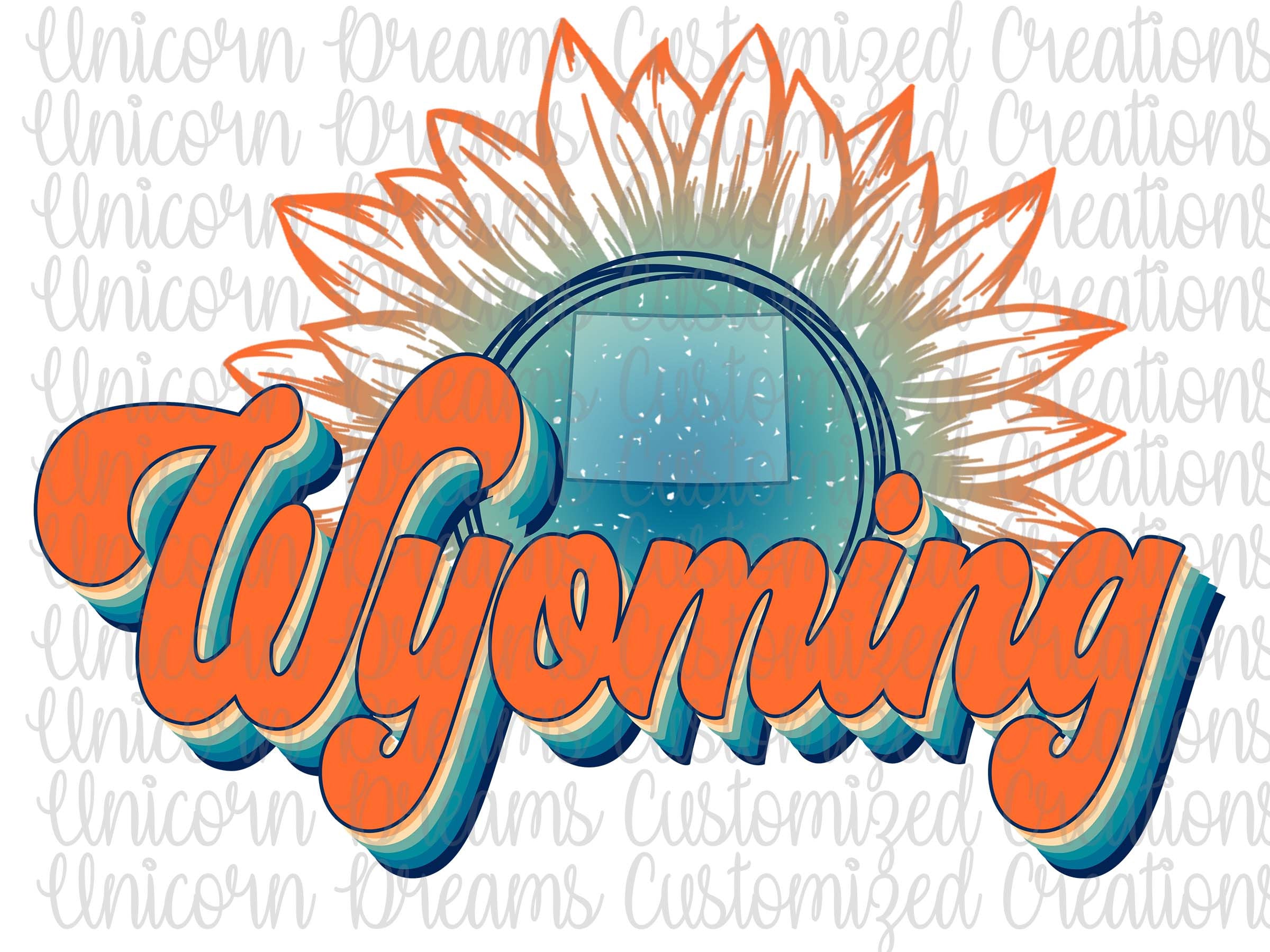 Wyoming State Sunflower, Vintage Colors PNG Digital Download, Sublimation Design