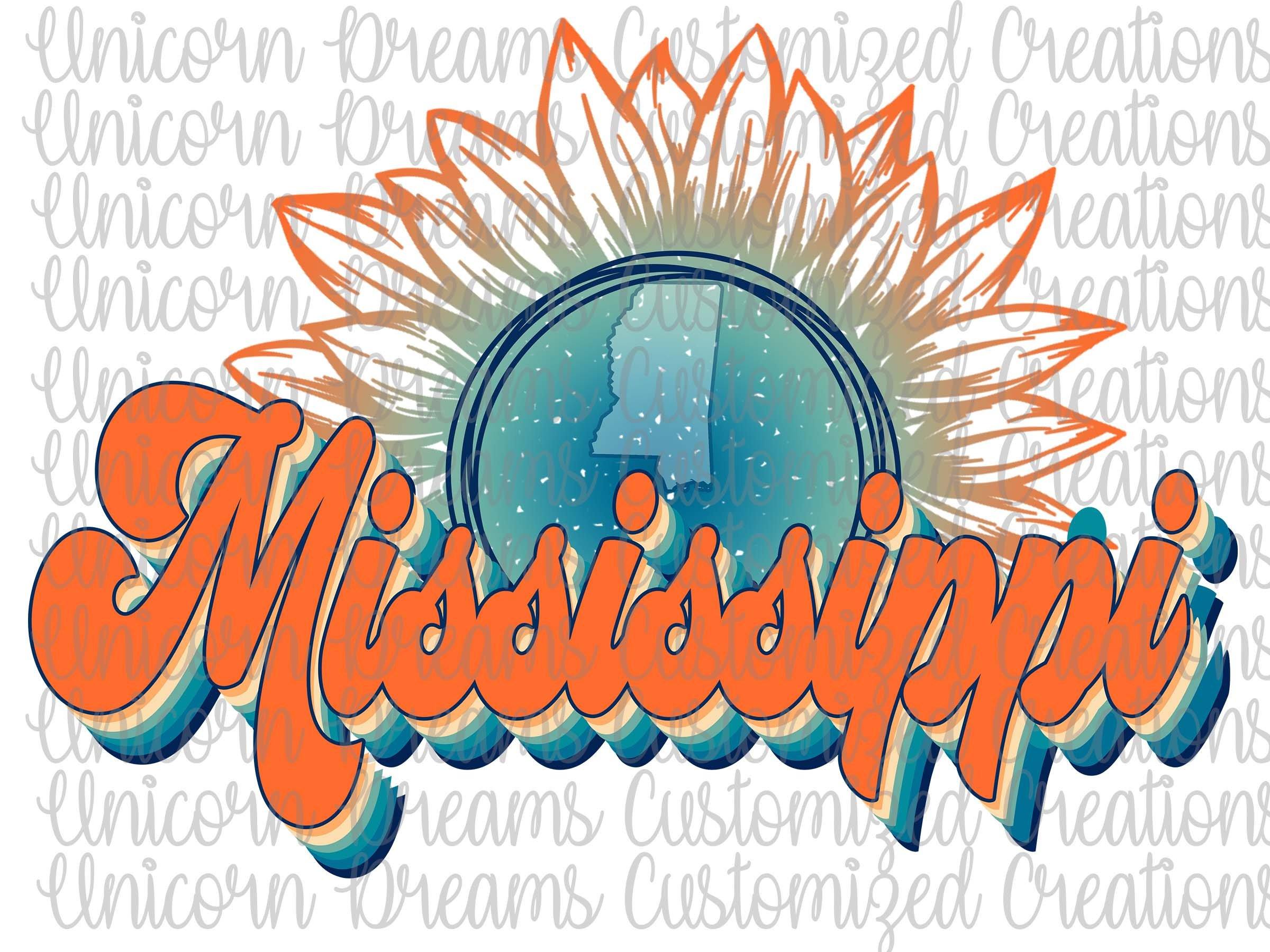 Mississippi State Sunflower, Vintage Colors PNG Digital Download, Sublimation Design - Unicorn Dreams Customized Creations