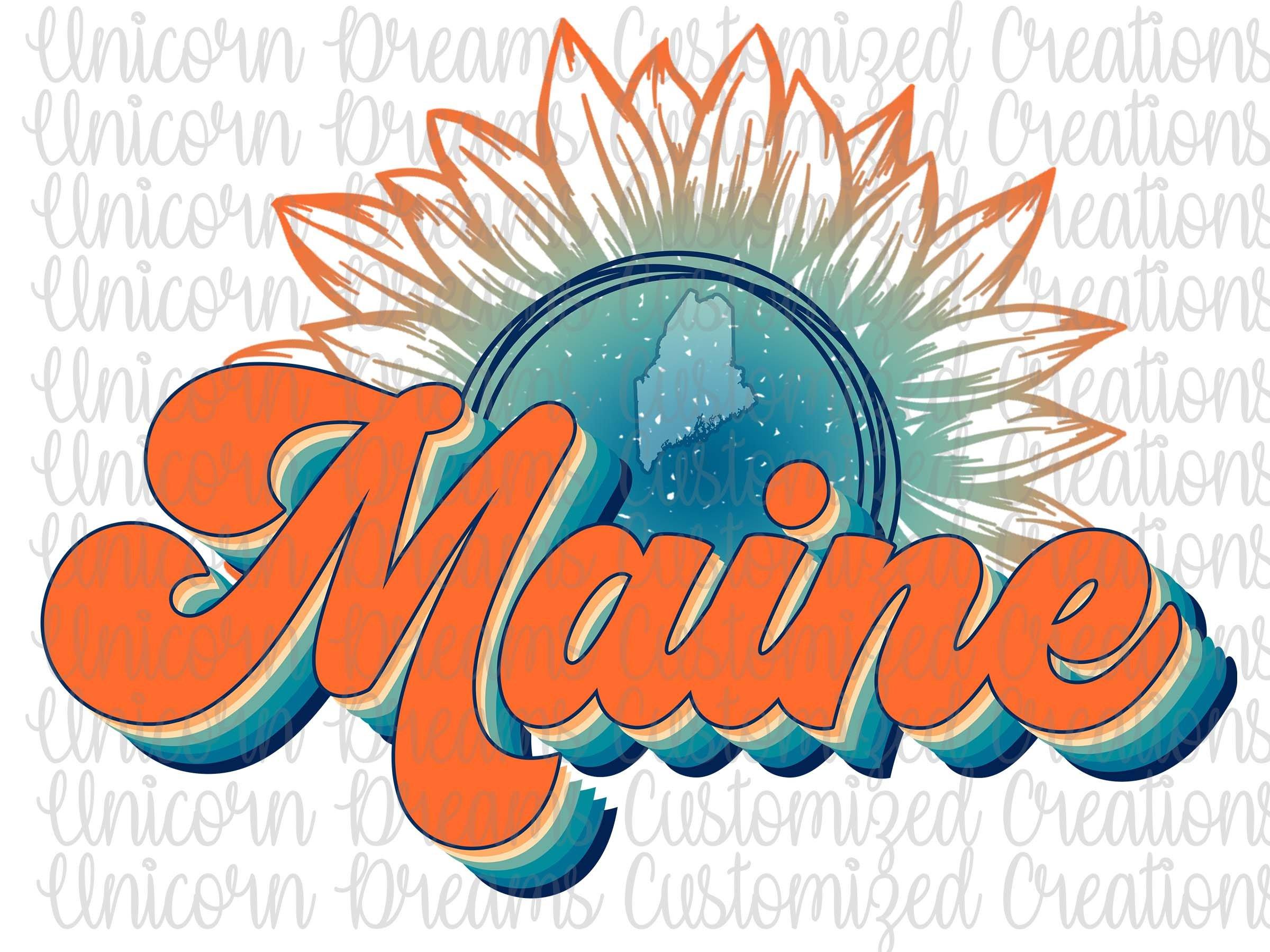 Maine State Sunflower, Vintage Colors PNG Digital Download, Sublimation Design - Unicorn Dreams Customized Creations