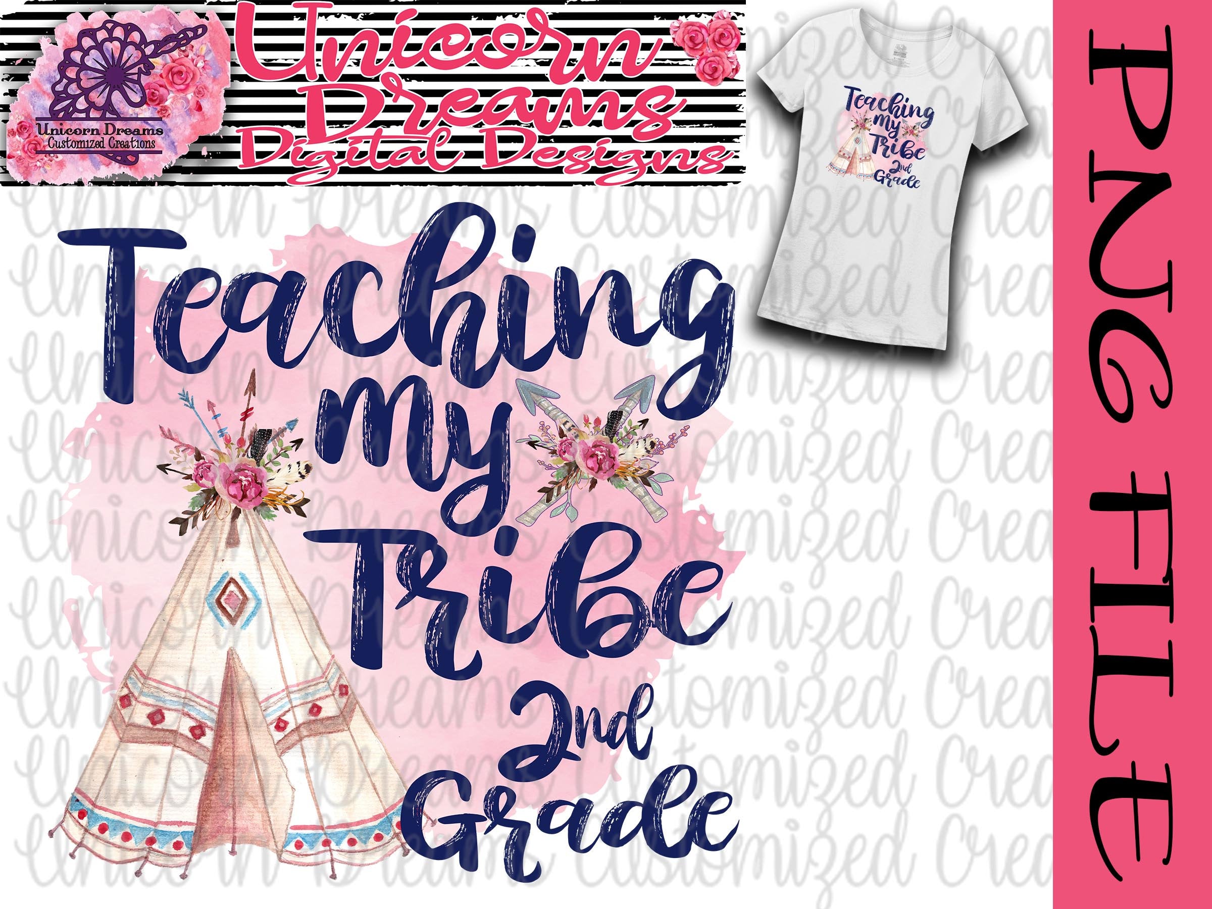 Teaching My Tribe 2nd Grade/ Back to School/ Teacher/ Boho PNG Digital Download